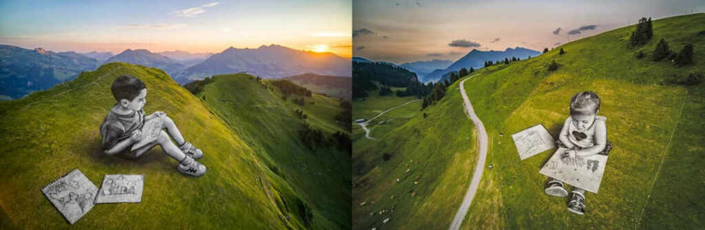 obra de arte en los alpes suizos