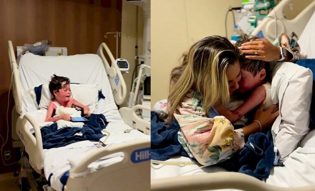 emotivo encuentro madre y niño después que despertó de un coma 16 días