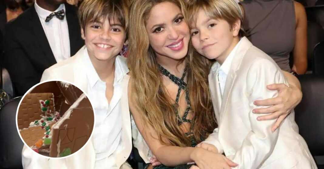 shakira desastre casa de galletas navidad con sus hijos milán y sasha
