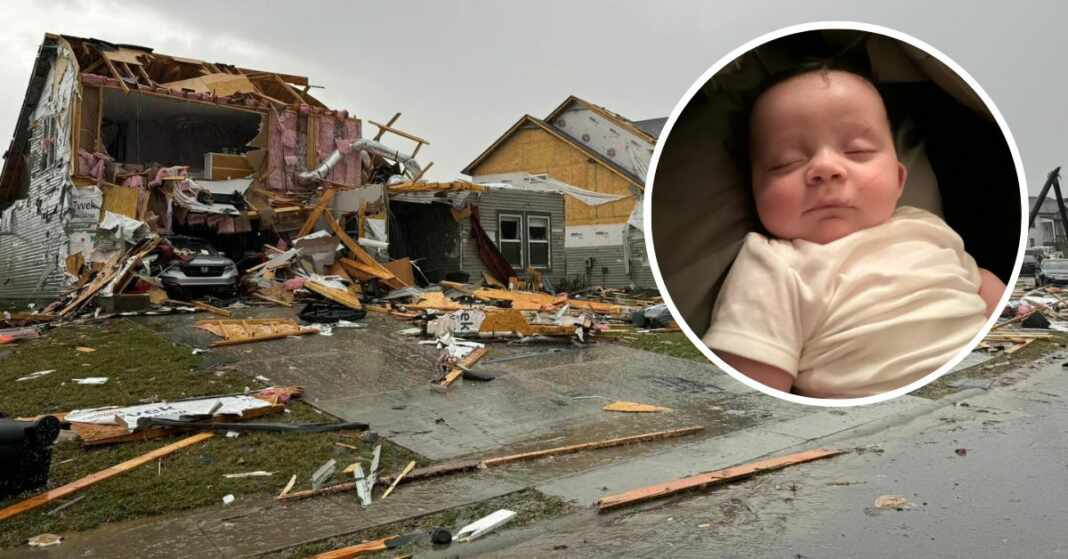 bebé arrastrado por un tornado lo encontraron vivo en un árbol