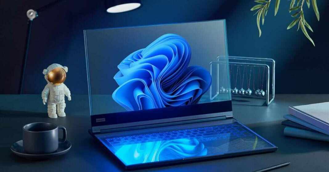 Project Crystal Lenovo computador portátil transparente, portátil transparente