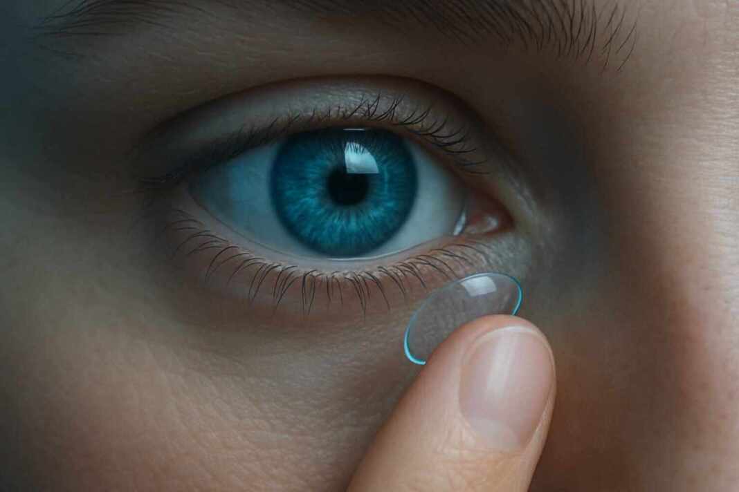 Lentes de contacto con visión nocturna con microcircuitos que permiten transformar luz infrarroja en imágenes visibles, incluso con los ojos cerrados.