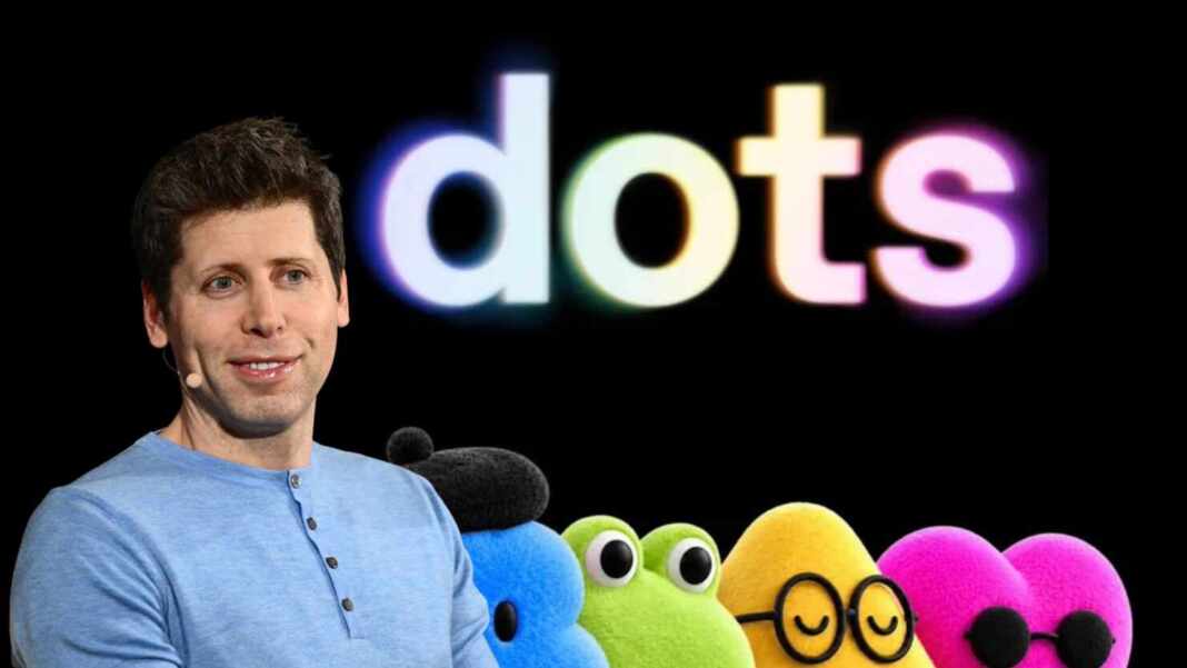 Sam Altman junto a los personajes de Dots, los agentes de IA de ChatGPT