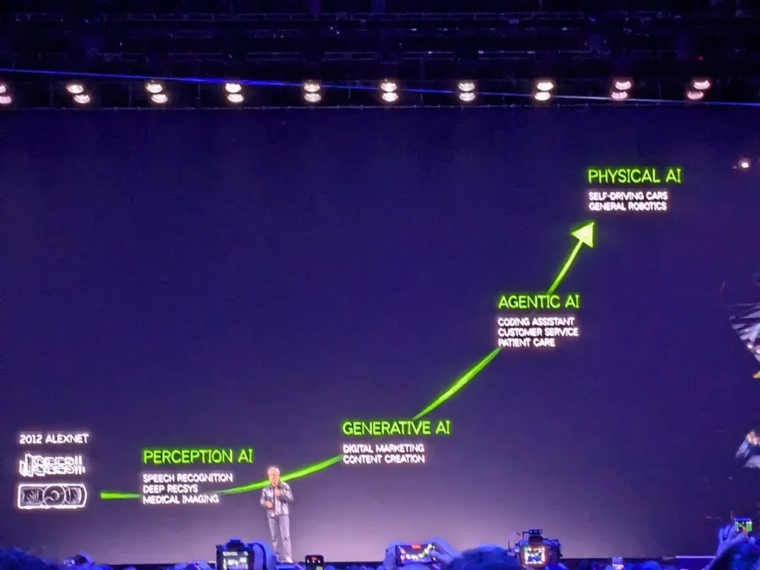 Jensen Huang, CEO de Nvidia, durante una presentación en Las Vegas; Nvidia compra Hugging Face