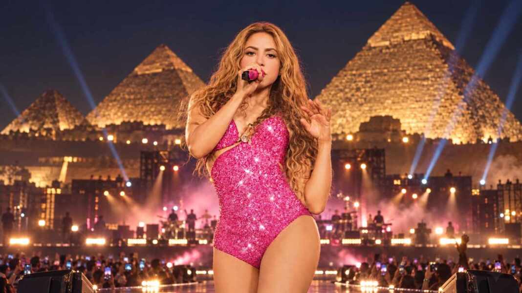 Shakira canta frente a las pirámides de Giza, en Egipto